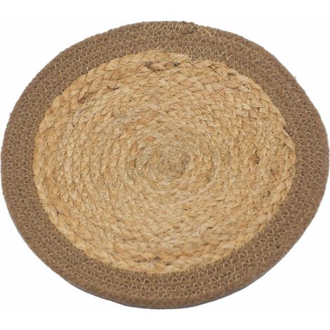 Set de Table Naturel - Jute & Coton 30cm - Bordure Naturelle- Vendu par 1 (1/4)