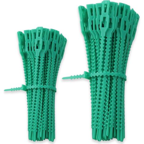 120 Pièces Attache Tomate et Plante - 2 Tailles (13cm & 17cm) Liens de Jardinage Réutilisables en Plastique Vert, Idéal pour Tuteur Tomate, Plante Grimpante et Potager (1/5)