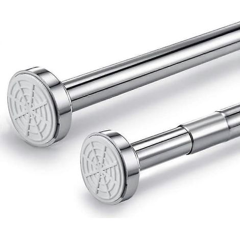 Barre télescopique en acier inoxydable extensible de 45 à 55 cm, pour rideau de douche, sans perçage, avec fixation par pince réglable. (1/5)
