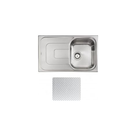 CM 011391DCSSX Pizzica Lavello da Incasso 1 Vasca con Gocciolatoio a Sinistra Acciaio Inox Antigraffio (79x50x17 cm) colore Acciaio inox (1/5)