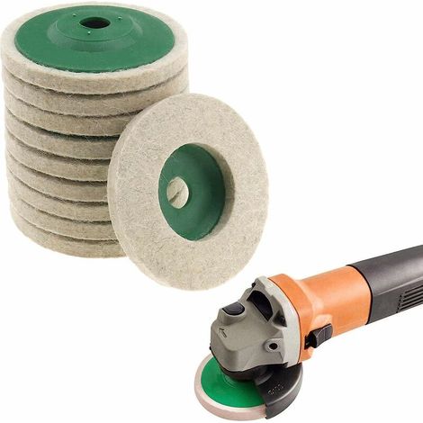 Lot de 10 disques de polissage en feutre de laine pour meuleuse d'angle en céramique, marbre, bois, 97 mm (1/4)