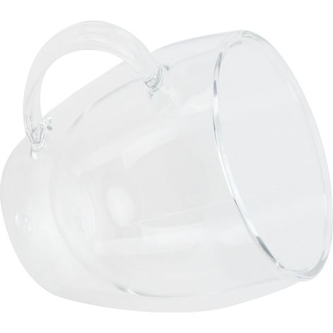 Glasbecher mit Henkel, transparent, doppelwandig, hitzebeständig, für Kaffee, Milch, Tee, Getränke, 250 ml (1/5)