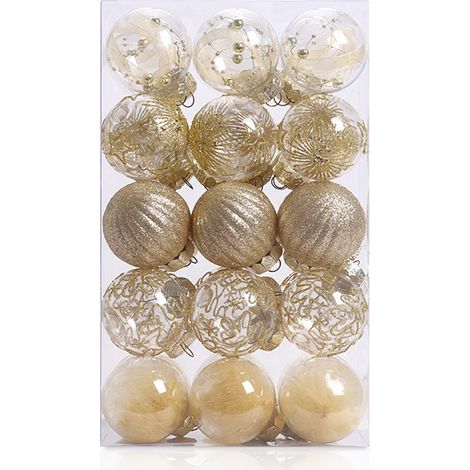 Christmas tree ornament set, 60mm/2.36 inches, 30 clear glass ornaments, not easily broken.