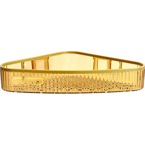 Étagère murale de rangement sans perçage pour douche et salle de bain, style triangle ambré. (1/5)