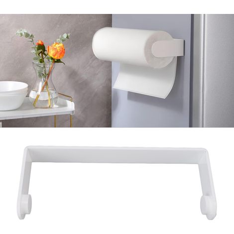 Porte-essuie-tout sous placard en acrylique – Support autocollant pour rouleaux de cuisine – Blanc – Pour cuisine et salle de bain (1/5)