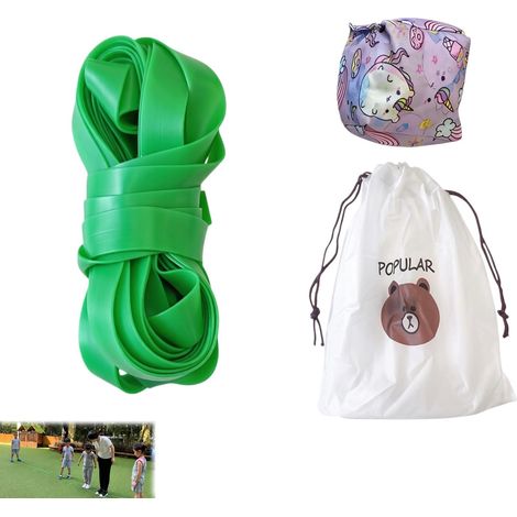 Juego de cuerdas para saltar de alta calidad para niños - Cuerda de poliéster-látex colorida de 5 m de largo y 1 cm de ancho  Cuerda para saltar arcoíris para juegos de interior y exterior (verde) (1/5)