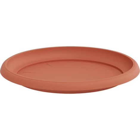 Juego de 24 bandejas redondas para flores 14 x 2 cm para uso interior y exterior ergonómicas modernas de plástico rojo ladrillo 020059351 (1/5)