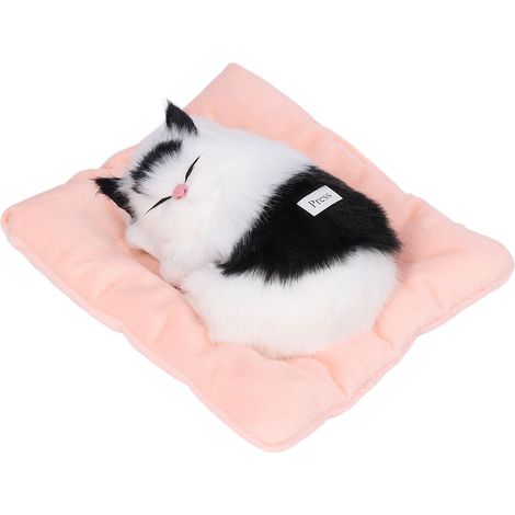 Chat noir et blanc en carbone activé, chaton endormi réaliste purificateur d'air, avec batterie intégrée (1/5)