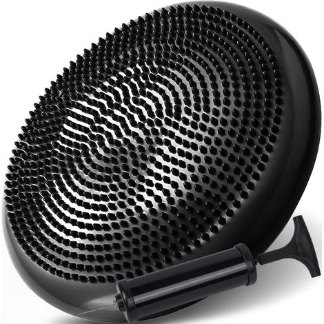 Aufblasbares sensorisches Motorikkissen von Retoo für Gleichgewichtstraining, Regeneration und Massage, max. 200 kg, Durchmesser 33 cm, rutschfest, inklusive Pumpe, Schwarz (1/5)