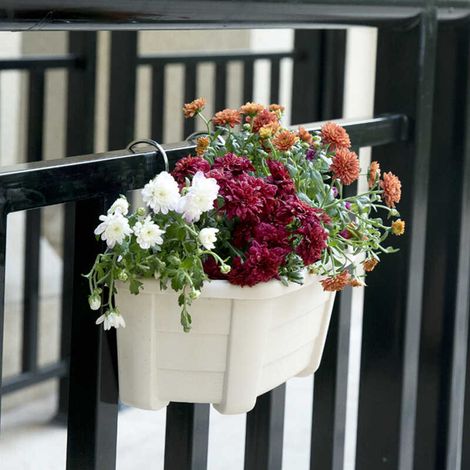 Pot Plantes Suspendu Mural avec Drainage pour Balcon Clôture Jardin Compatible Intérieur Extérieur Support Vertical Durable