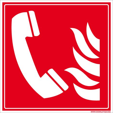 Panneau Téléphone Incendie Secours. Signalisation Sécurité Incendie. - Plastique PVC 1,5 mm - 350 x 350 mm (1/5)