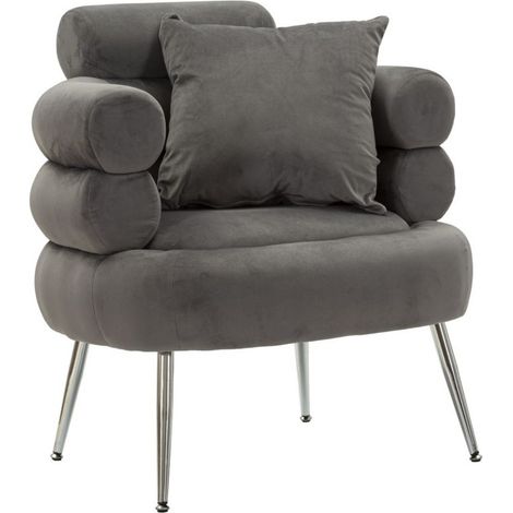 Fauteuil Imitation Fourrure "Soffy+" 85cm Gris (1/5)