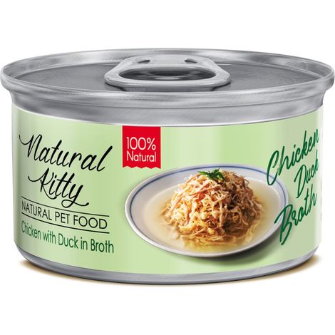 Cibo umido per gatti Natural Kitty Premium 100% pollo anatra 80g (1/3)