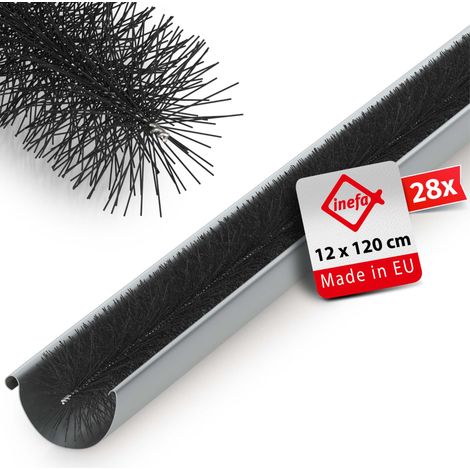 INEFA Dachrinnenbürste Dachrinnen Laubschutz, PVC Schwarz Bürstenraupen Dachrinne, Dachrinnenschutz, Dachrinnenzubehör - 28 Stück