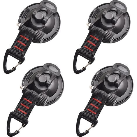 4 Pièces Ancre à Ventouse avec Fixation du Crochet d'Arrimage, Crochet de Fixation de Ventouse Auvent pour Tentes Latéral de Voiture Accessoire de Bâche de Camping