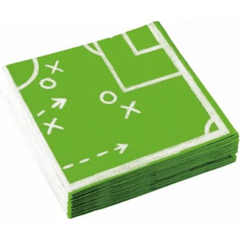 Lot de 20 Serviettes en papier écologique et compostables football- stade de foot 33cm - 33cm