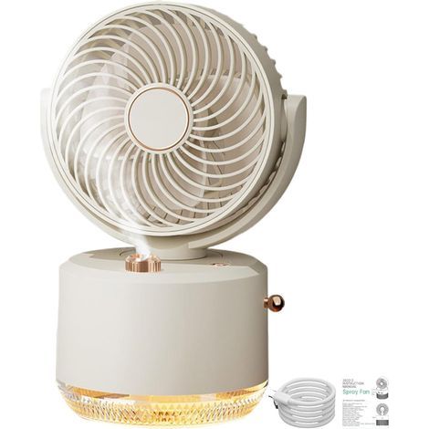 JSSEVN-Portable Mist Fan, Desktop Fan, Rechargeable 300ml Personal Air Cooler with Colorful Night Light, 3 Speeds Low Noise for Travel, Home, Workplace Use