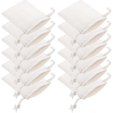 Paquete de 24 piezas de muselina de algodón con cordón, 10x15 cm, color beige. (1/5)
