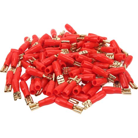 Lot de 100 cosses plates en cuivre pur à sertir avec gaine thermorétractable pour boîtier de distribution voiture bateau maison panneau solaire (1/5)