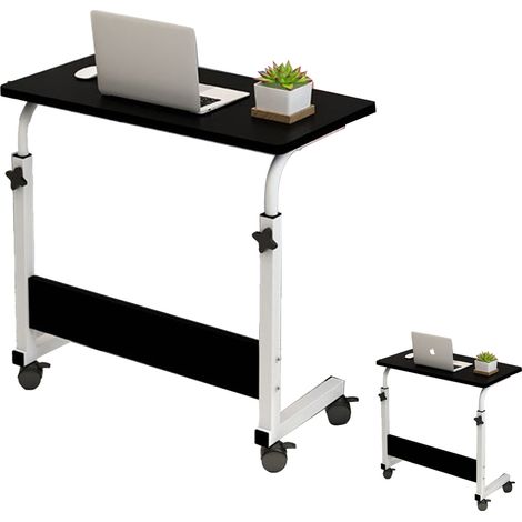 Bureau simple pour ordinateur portable, table de chevet minimaliste, bureau réglable en hauteur pour étudiant, table de repos pour dortoir, 6040cm, finition brossée noire. (1/5)