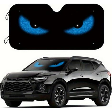 Pare-soleil pour pare-brise de voiture – Protection pour vitre avant avec motif stylisé « Œil protecteur » – Pliable, isolant thermique et anti-UV – Compatible avec la plupart des SUV (Bleu) (1/5)