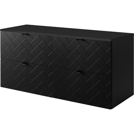 Meuble de salle de bain, Noir Mat, 100 × 57 × 46 cm, poignées dorées (1/4)