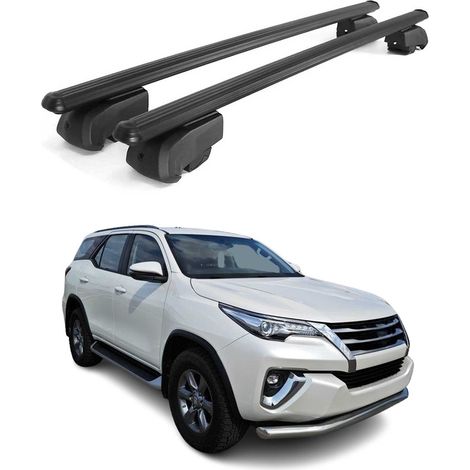 OMAC Aluminium Dachträger Querträger für Toyota Fortuner II 2015-2026 – City Crash – ISO/PAS 11154:2006 – Abschließbar – Max. 75 kg – 2 Stangen Schwarz (1/5)
