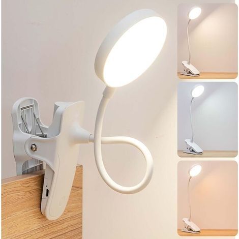 Lampe LED USB à Pince Tactile pour Bureau ou Lit 3 Niveaux de Luminosité Réglables Design Ergonomique Anti-Fatigue Oculaire - (1/5)