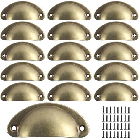 16 poignées en forme de coquillage, poignées de tiroir vintage, poignées et boutons de porte de placard de cuisine semi-circulaires rétro, poignées de porte de commode (Jaune rétro) (1/5)