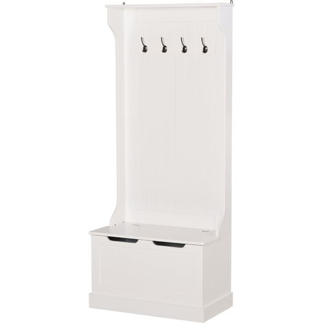 Appendiabiti Panchina per Ingresso in MDF 71,5x39,5x170 cm Bianca (1/5)