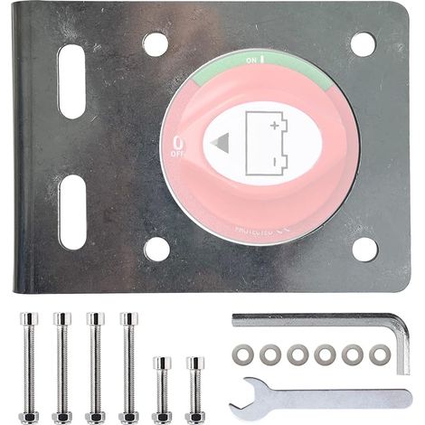 Panneau de montage de l'interrupteur de batterie Ampper, plaque de montage en acier inoxydable avec quincaillerie pour la fixation et l'installation de l'interrupteur de batterie Ampper (1/3)