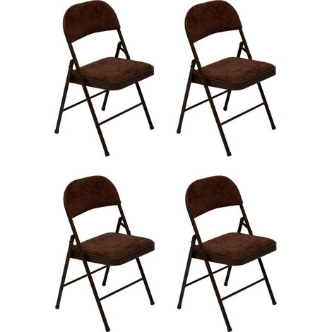 Lot de 4 Chaises Pliantes en Velours "Flexy" 79cm Marron (1/5)