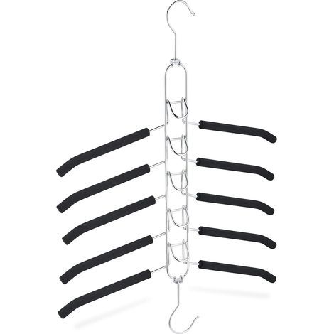 Cintre gain de place, 5 cintres rembourrés, antidérapants, position horizontale et verticale, noir/argent (1/5)