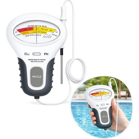 Testeur numérique de piscine – Blanc/gris – 2 en 1 (chlore et pH) – Précis et portable – Qualité de l'eau (1/5)