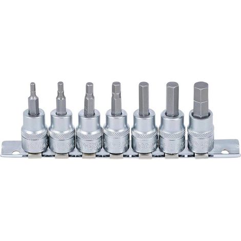 Jeu de Douilles et Embouts 7 pcs - 10 mm (3/8), Six Pans Intérieurs 1/8 -3/8 - Acier Résistant - Polyvalence et Préci - D-Work (1/5)