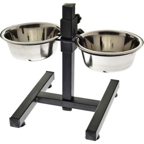 Éleveur d'artichauts 14 cm: Élévateur de gamelles en acier inoxydable laqué pour chiens et chats avec une base robuste pour des gamelles d'un diamètre de 16, 22 et 24 cm qui peuvent être achetées sépa