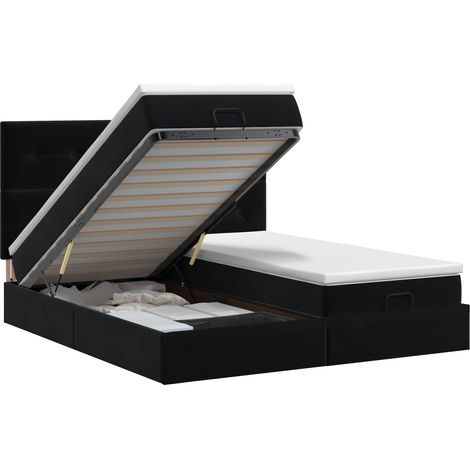 Maison Exclusive - Letto ottomano con materasso con testiera 2 pz Nero Velluto (1/5)