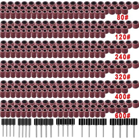 Ensemble de ponceuse de 384 pièces, comprenant 360 bandes abrasives pour ponceuses à ongles et 24 broches de ponceuse à tambour pour outils Dremel. (1/5)