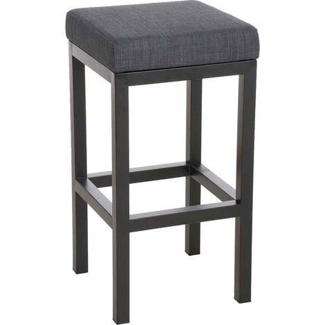 Sgabello da bar x1 con poggiapiedi dal design semplice altezza seduta 85 cm in tessuto grigio scuro e supporto in metallo nero 100005413
