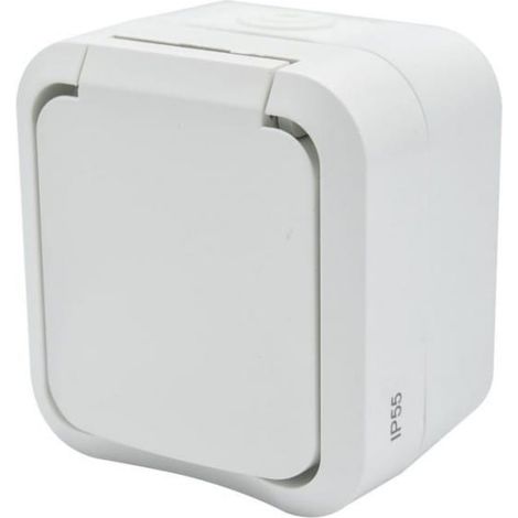 Aqua Pro Einzel-Aufputzsteckdose mit Erdung IP55 weiß 60224