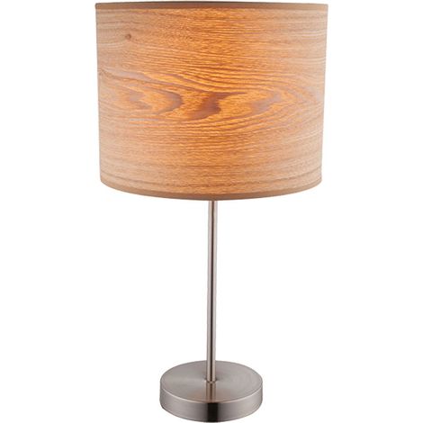 Lampada da tavolo Lampada da tavolo Lampada da lettura Lampada da letto Lampada da lettura Lampada da scrivania, metallo nichel opaco effetto legno, attacco E27, DxH 26x50cm