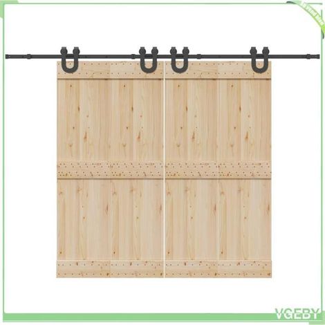 Kit de quincaillerie porte coulissante - 3295789 - acier noir - rail 366 cm - 100 kg (1/5)