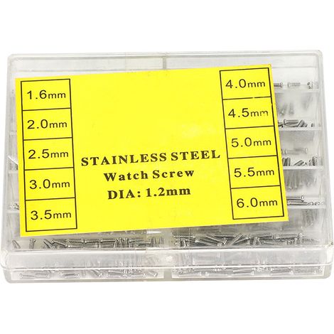 Vis de montre, boîte à vis multi-tailles, vis combinées de 1,2 mm, vis de fond de montre. (1/5)