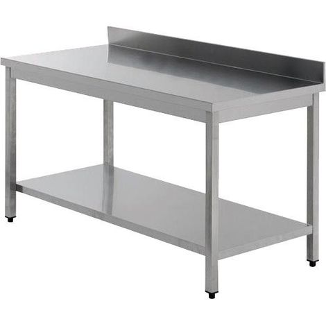 Table Inox de Travail AISI 304 Adossée avec Etagère P 700 mm - L2G (1/2)