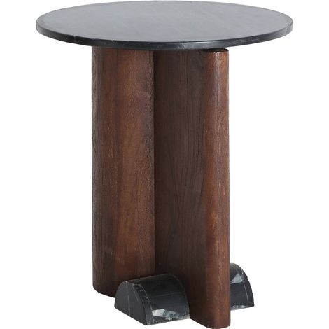 Table d appoint contemporaine en bois de manguier - marron et noir (1/4)