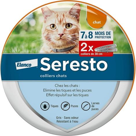 Collier anti-puces et anti-tiques pour chats - lot de 2 colliers JM JM, action préventive sur les parasites avant piqûre, évite douleur, gêne et stress pour l'animal. (1/4)