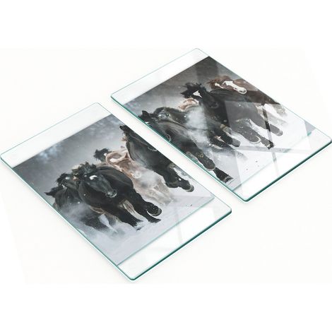 Tablas de cortar de cristal para cocina con estampado de caballo al galope, 2 x 30 x 52 cm.