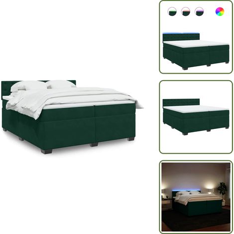 Boxspringbett mit Matratze Dunkelgrün 200x200 cm Samt - Boxspringbett - Doppelbett - Samtbett - Samt - Liegekomfort (1/5)