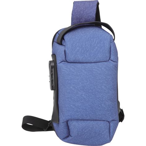 Sac à bandoulière imperméable anti-vol avec serrure à combinaison, résistant aux rayures, pour sport, bleu (1/5)