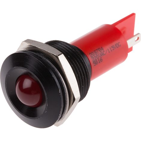 Voyant LED lumineux Rouge RS PRO, dia. 19mm, 115 V dc, 230V c.a. ( Prix pour 1 )
